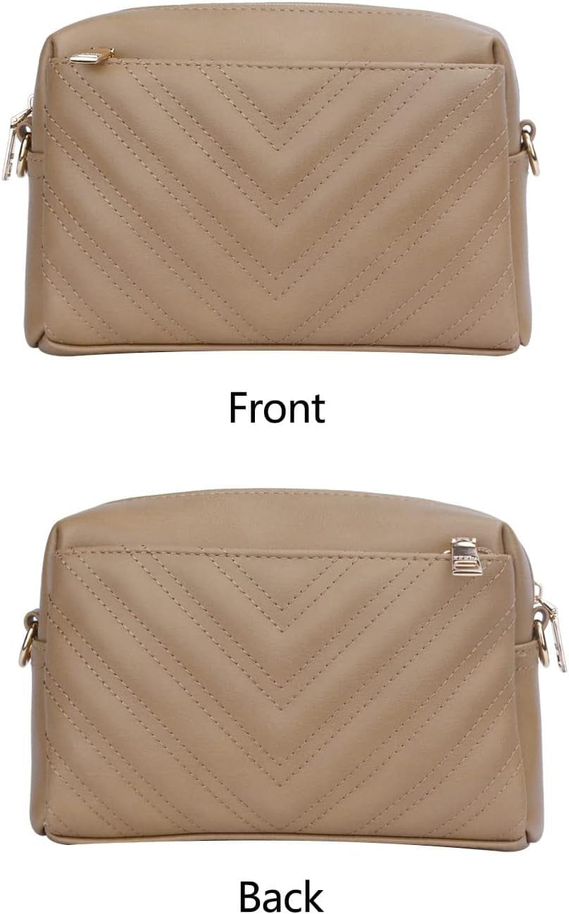 Triple Zip Lightweight Small Crossbody Bags for Women Quilted Shoulder Purses and Handbags